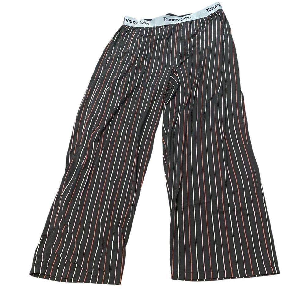 Tommy John XL Pajama Pants Black Striped Lounge Sleepwear Stretch Soft Pockets‎
